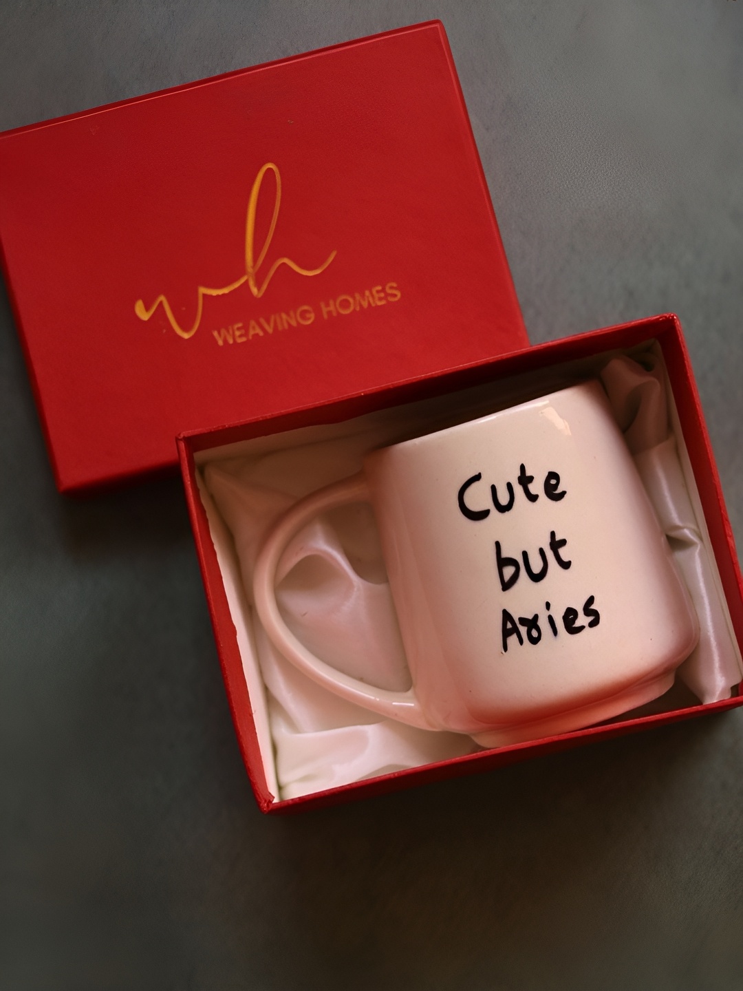 

WEAVING HOMES White & Black Printed Ceramic Glossy Finished Mug In A Gift Box