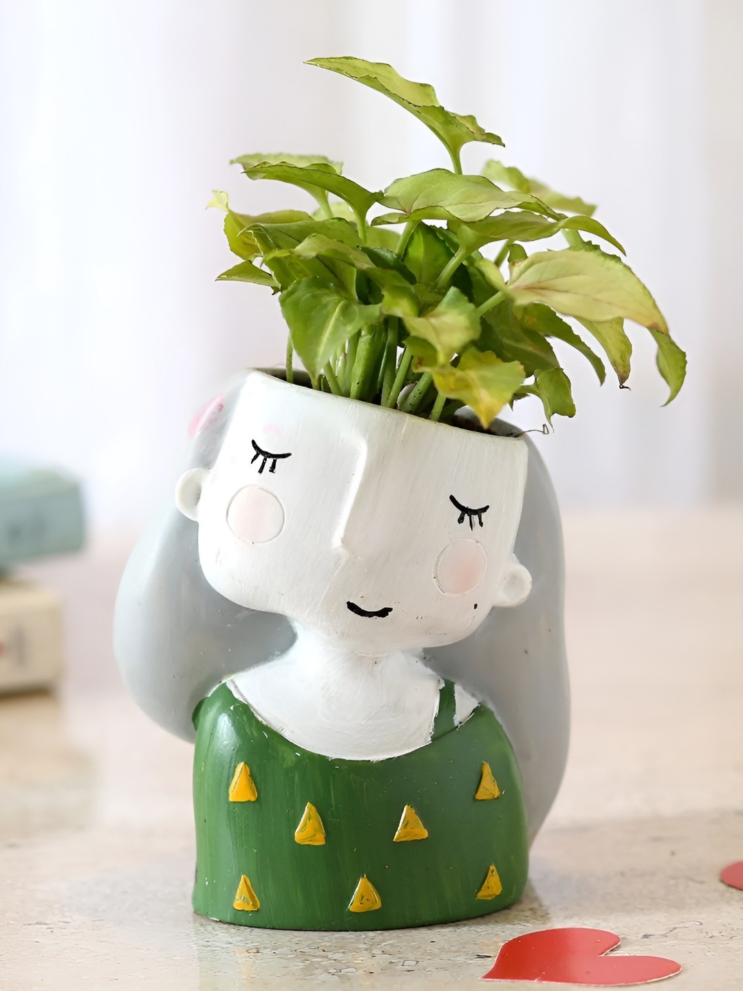 

fnp Green & White Indoor Syngonium Plant with Vase- 6 Inch