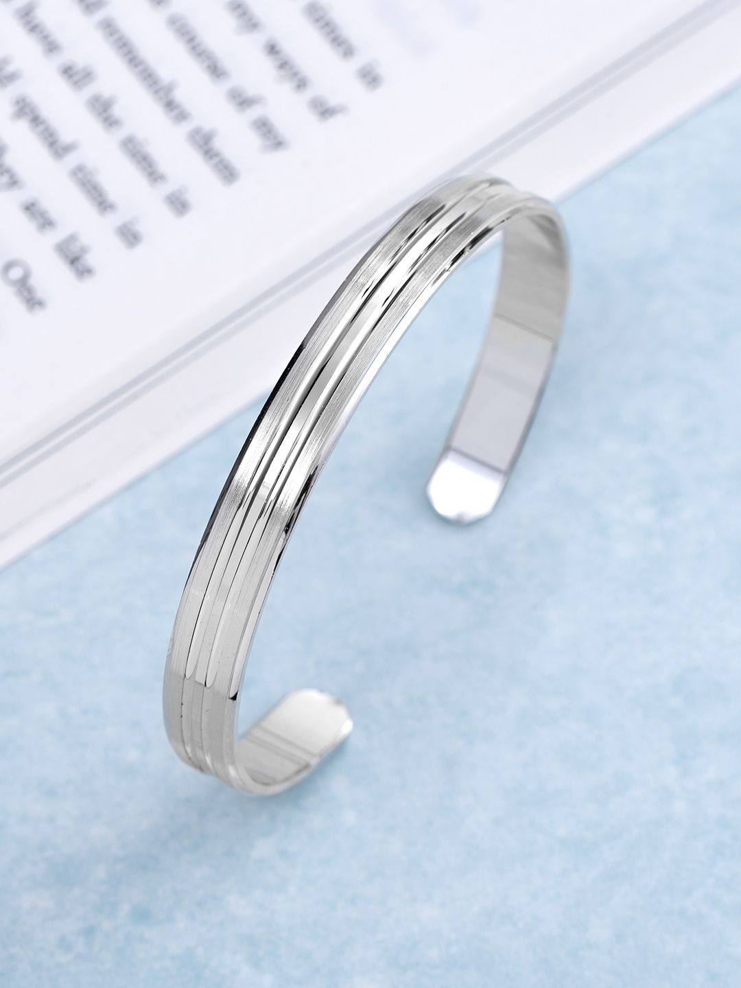 

Zavya Men 925 Pure Silver Rhodium-Plated Kada Bracelet