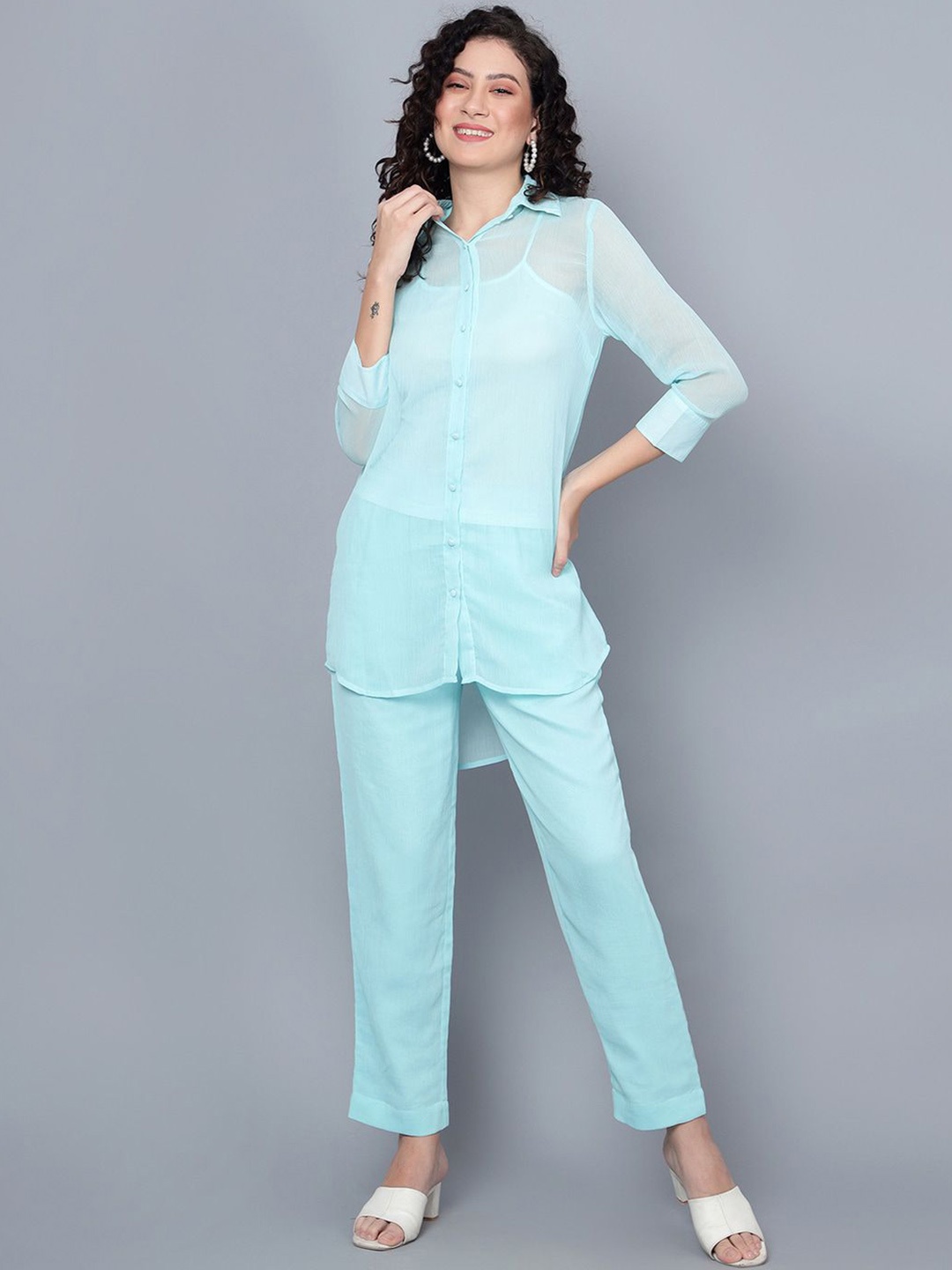 

ANVI Be Yourself Women Relaxed Straight Leg Trousers, Turquoise blue