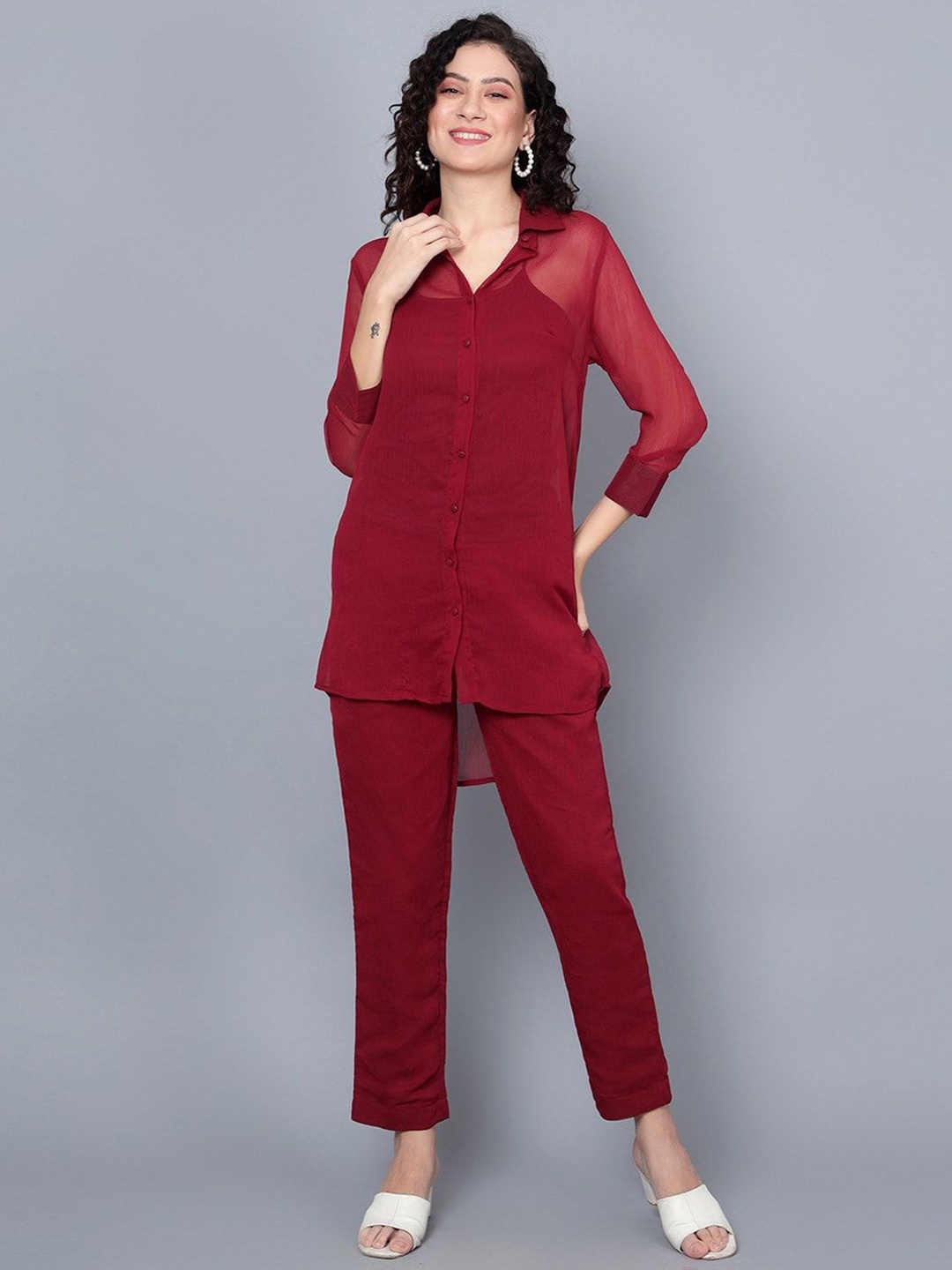 

ANVI Be Yourself Women Relaxed Straight Leg Trousers, Maroon