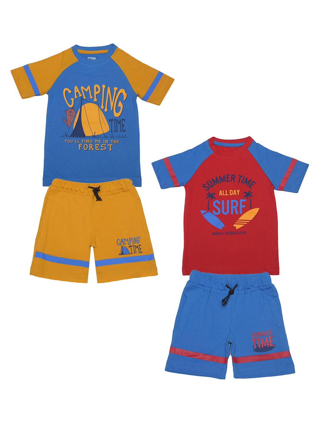 

Dollar Champion Kidswear Boys Pack Of 2 Assorted Printed Pure Cotton T-shirt with Shorts