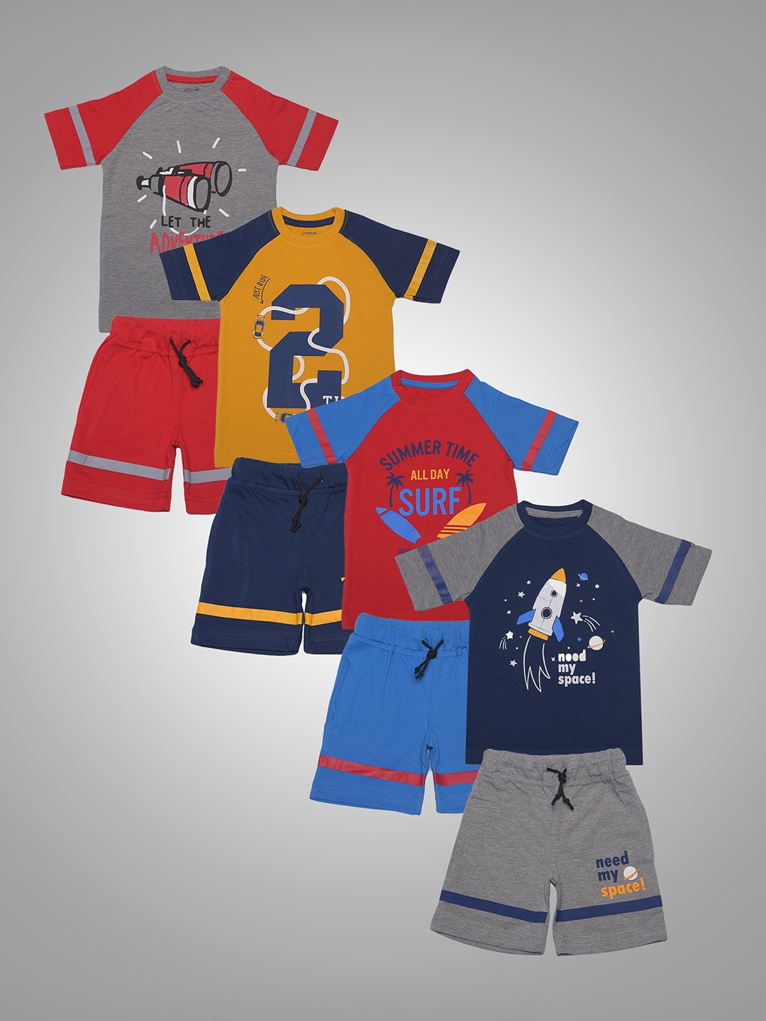 

Dollar Champion Kidswear Boys Printed T-shirt with Shorts, Grey