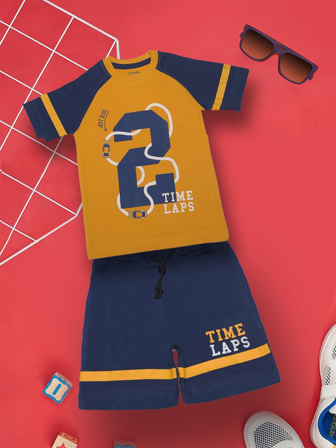 Dollar Champion Kidswear Boys Assorted Printed Pure Cotton T-shirt with Shorts