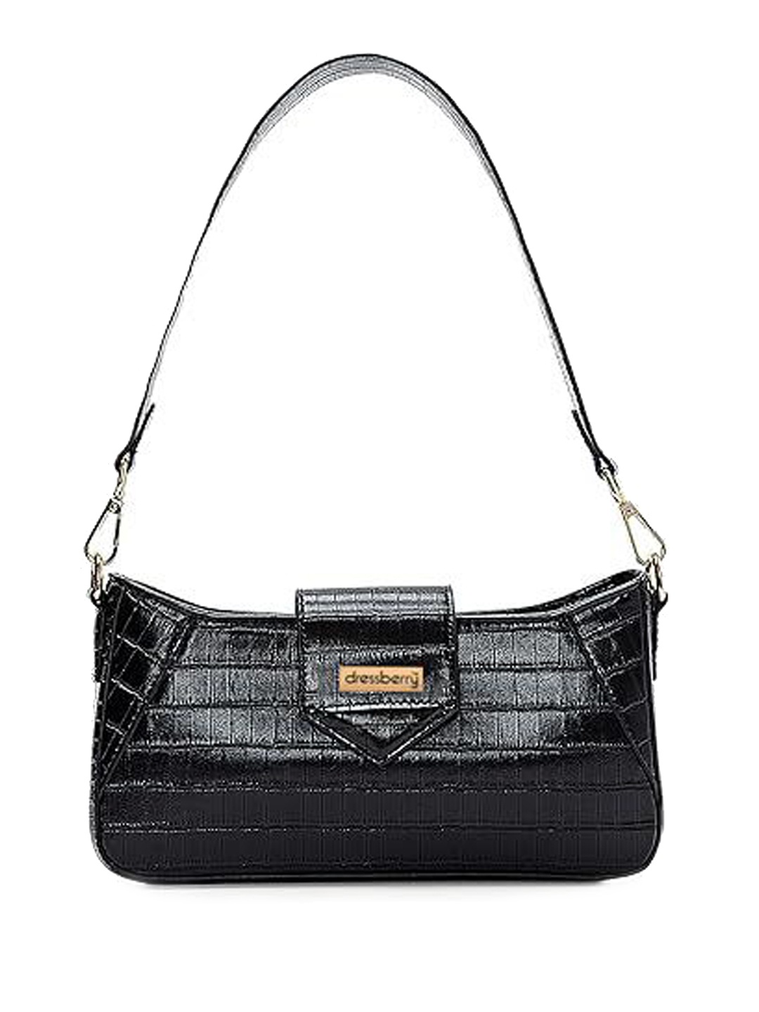 

DressBerry Textured PU Swagger Sling Bag, Black