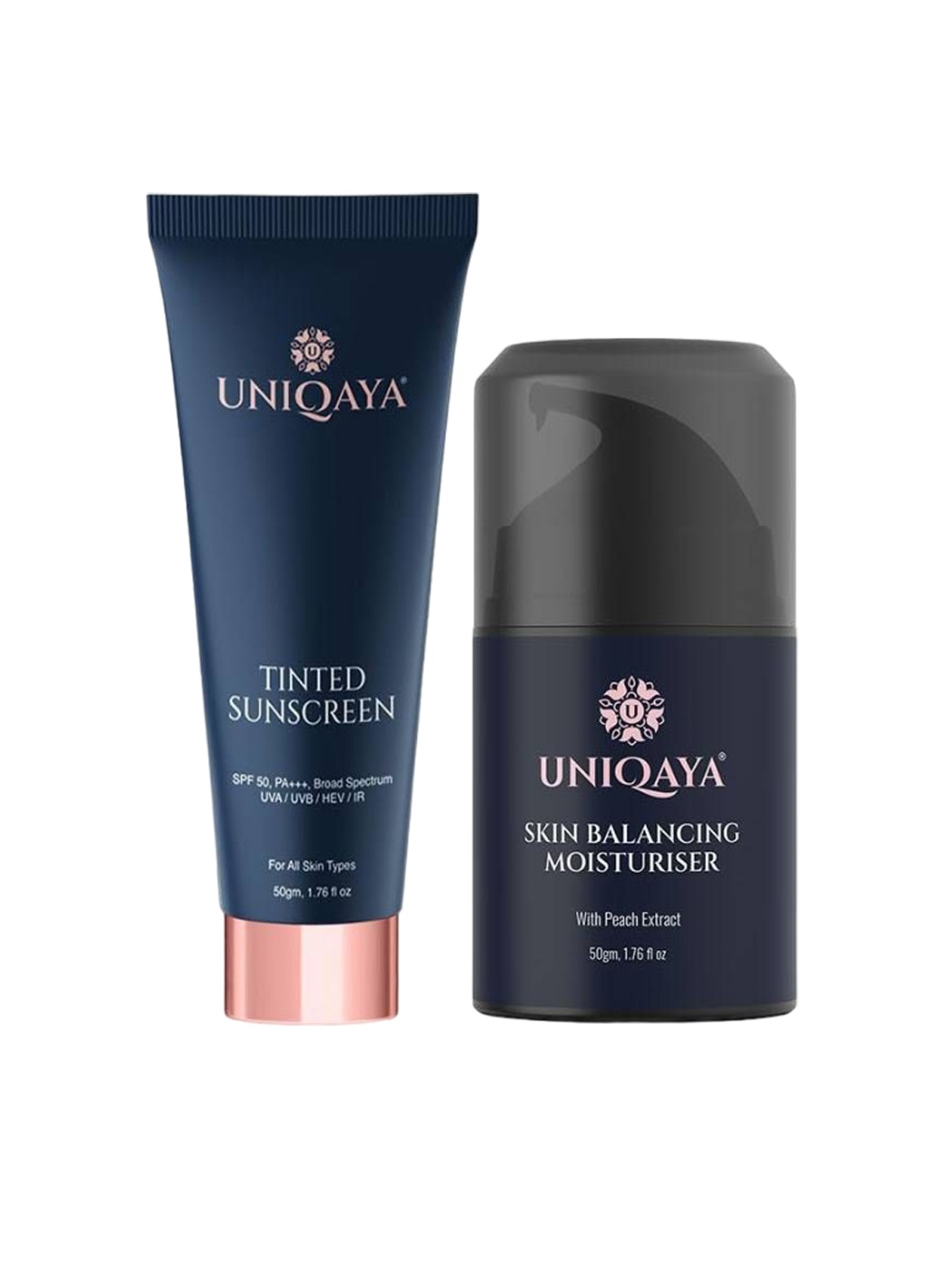 

UNIQAYA Set of Tinted Sunscreen & Skin Balancing Moisturizer - 50 g each, Blue