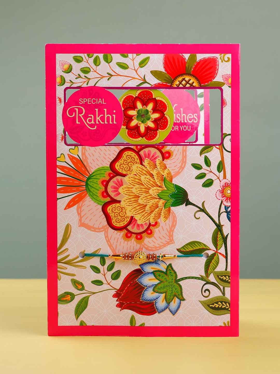 

Archies Beaded Rakhi With Greeting Card, Pink