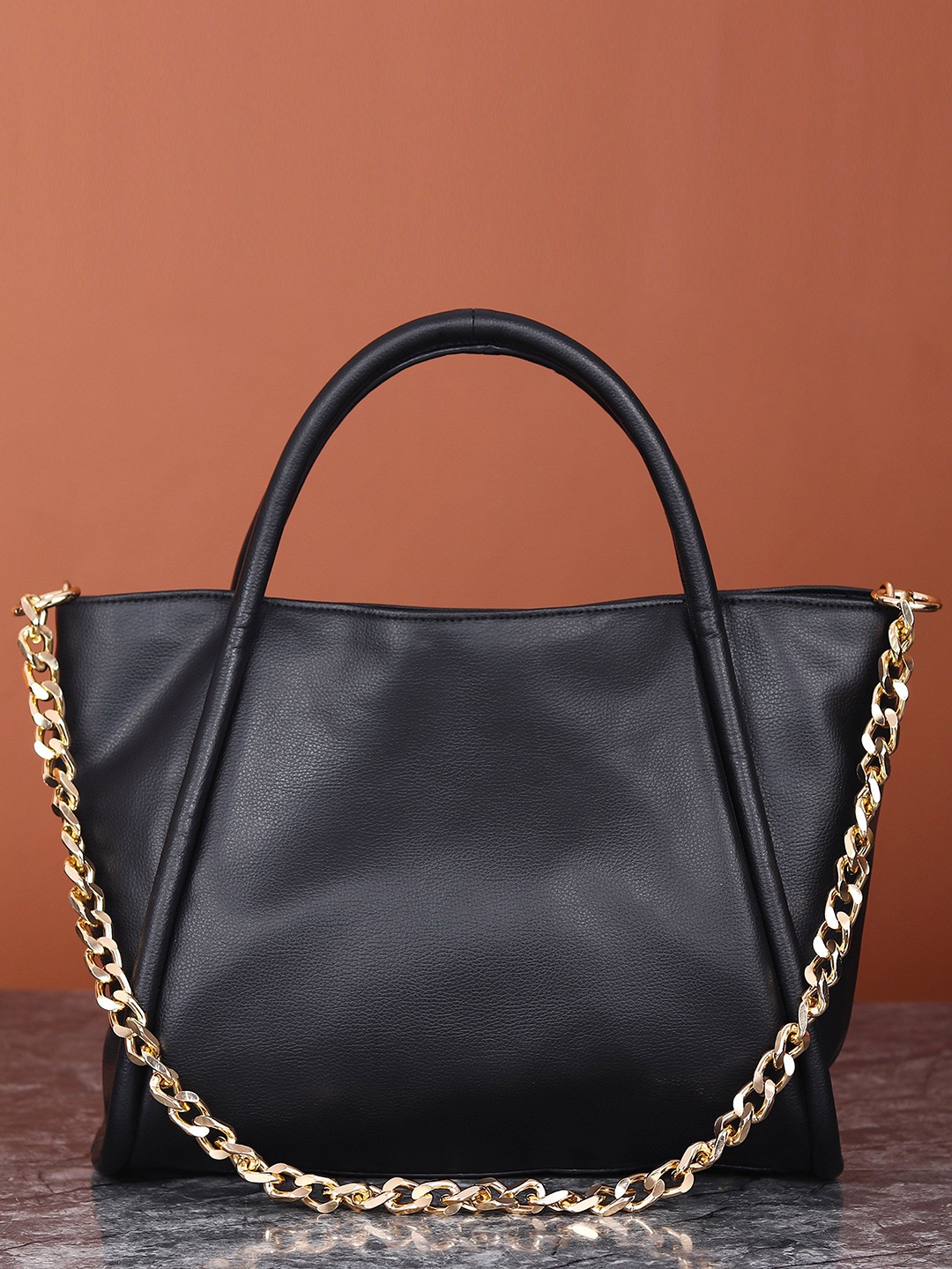 

White Lily WomenPU Structured Handheld Bag with Tasselled, Black