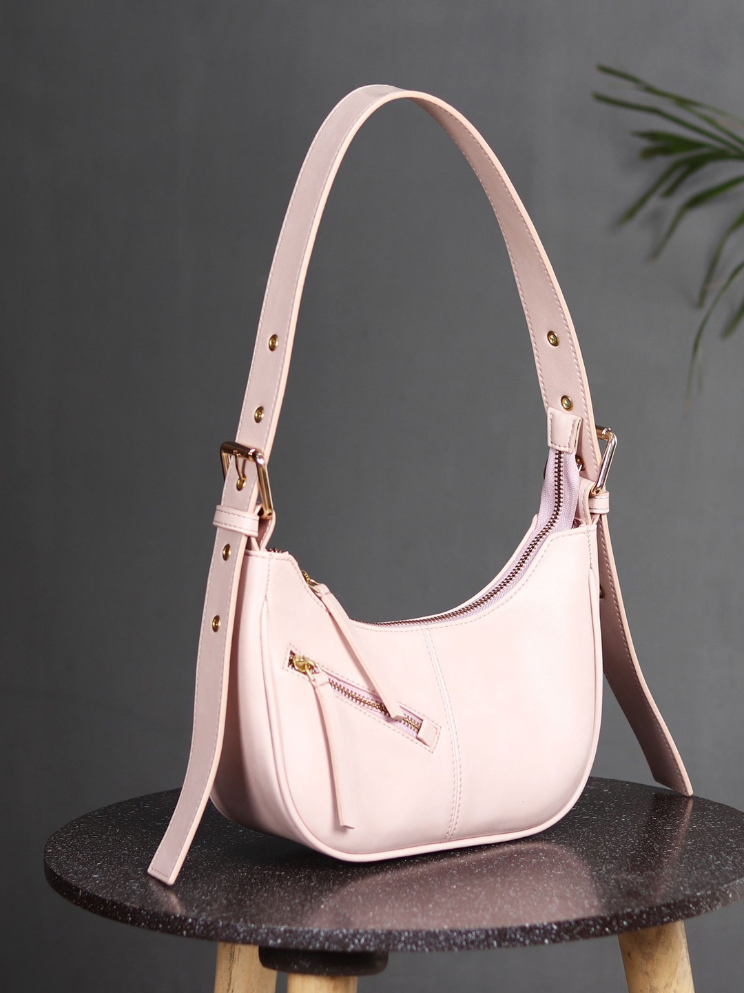 

White Lily Colourblocked PU Structured Shoulder Bag with Tasselled, Pink