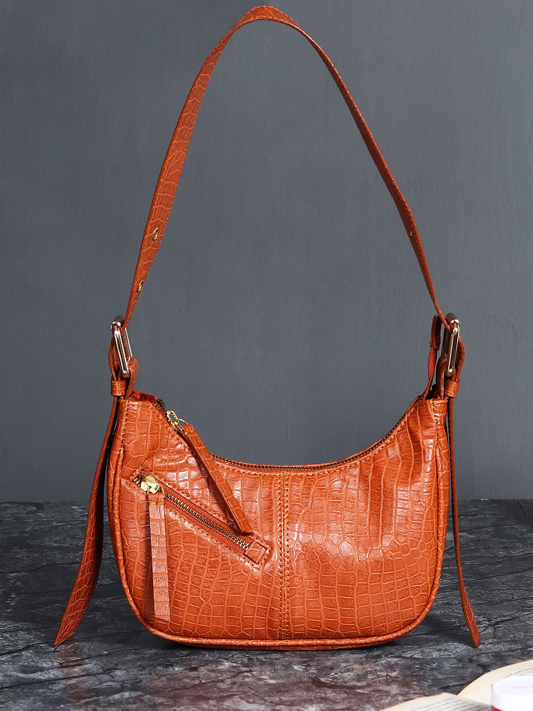 

White Lily PU Structured Shoulder Bag, Tan