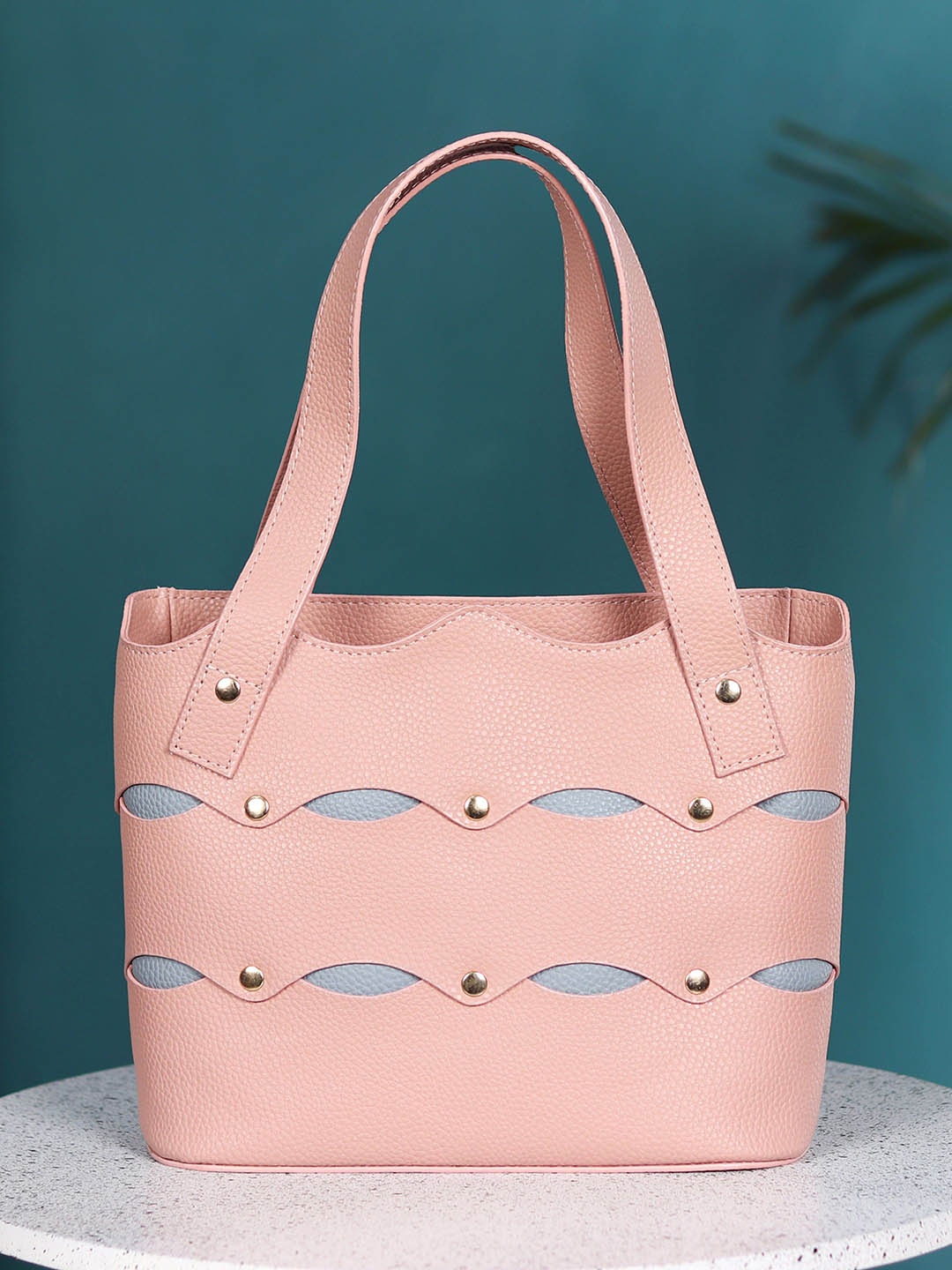 

White Lily Women PU Oversized Bucket Handheld Bag with Bow Detail, Pink