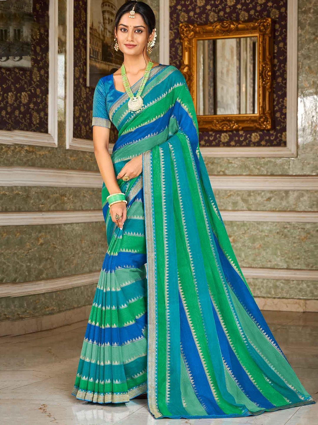 

Laxmipati Ethnic Motifs Zari Saree, Blue