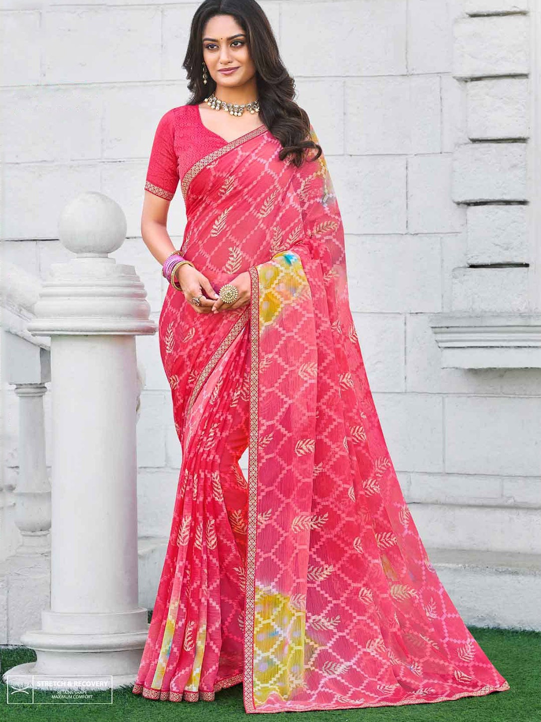 

Laxmipati Ethnic Motifs Printed Saree, Pink