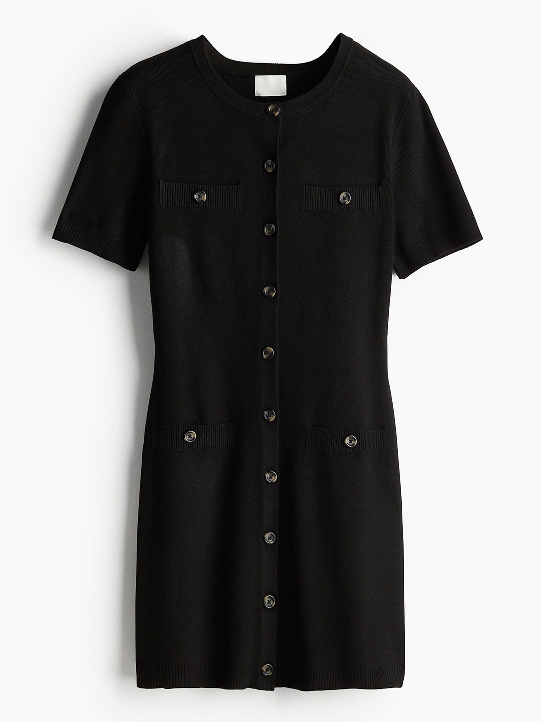 

H&M Knitted Button-Front Dresses, Black