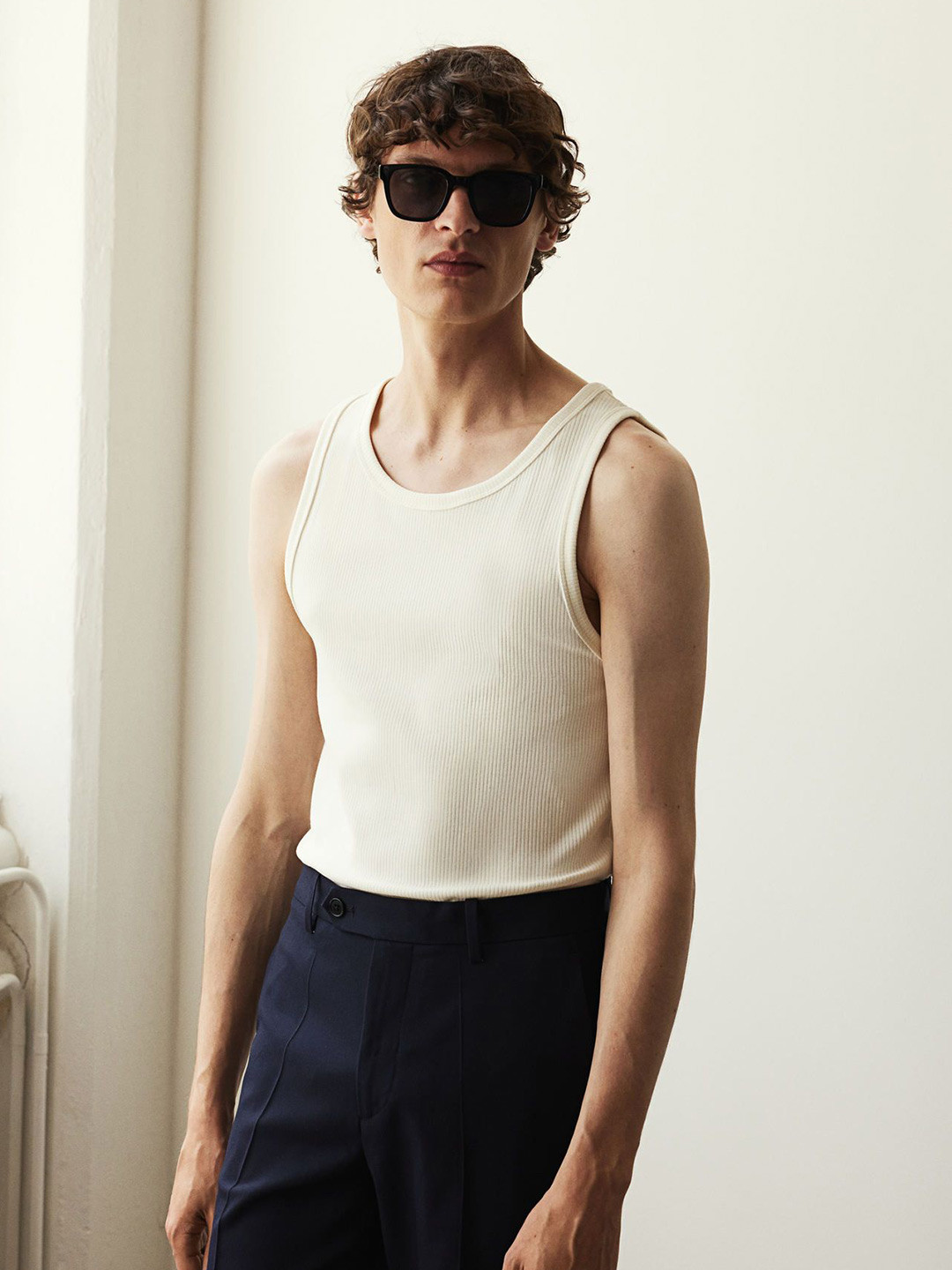 

H&M Slim Fit Ribbed Vest Top, White