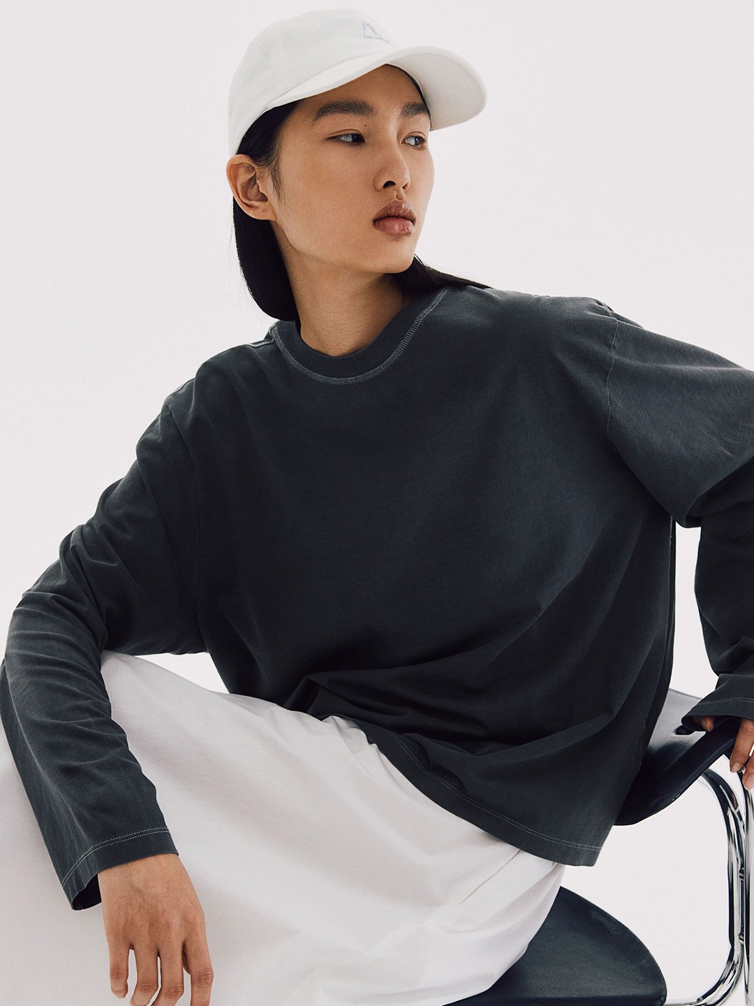 

H&M Long Sleeved Jersey Top, Grey