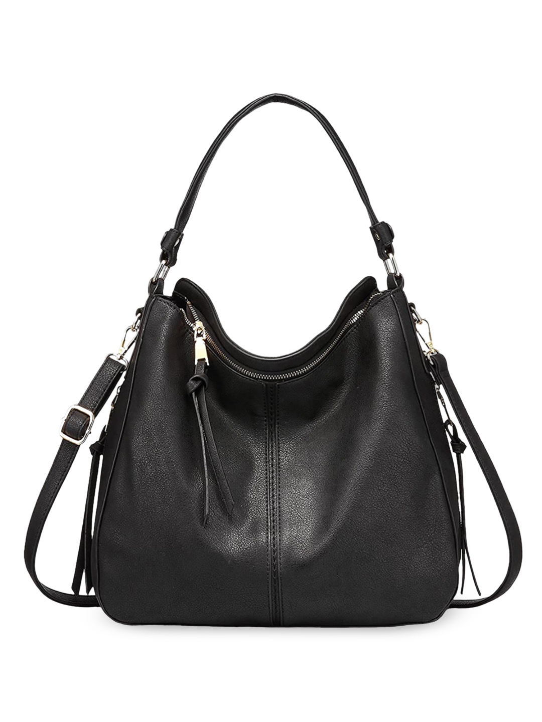 

Lychee bags Women PU Structured Hobo Bag, Black