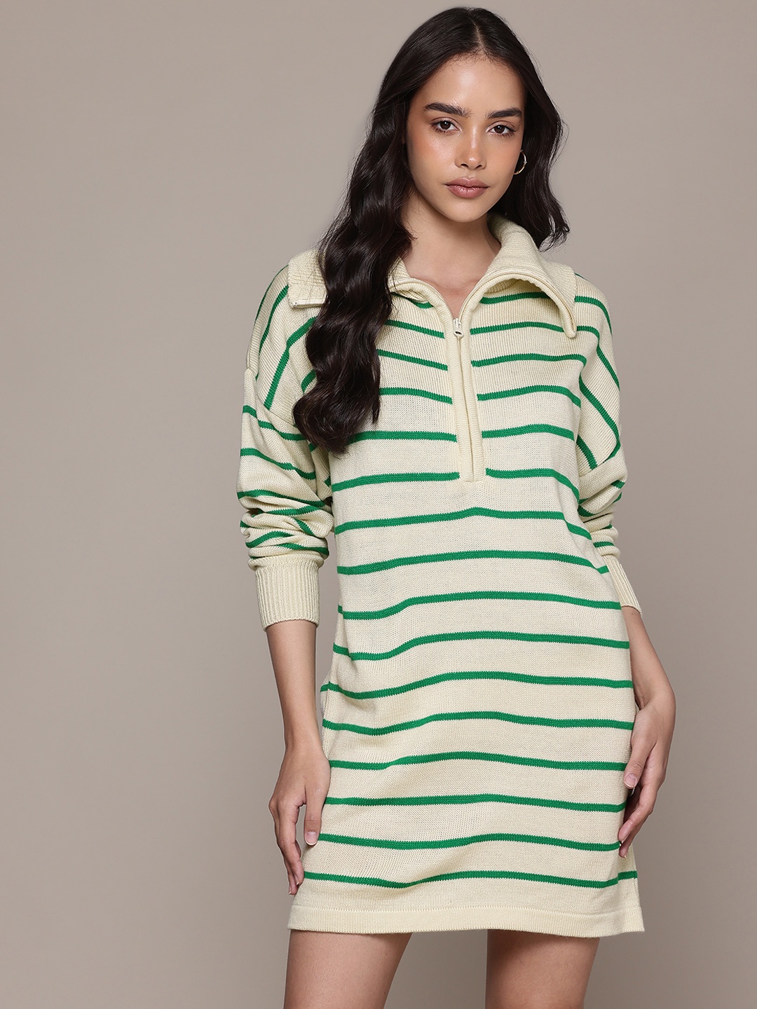 

The Roadster Life Co. Striped Jumper Dress, Off white