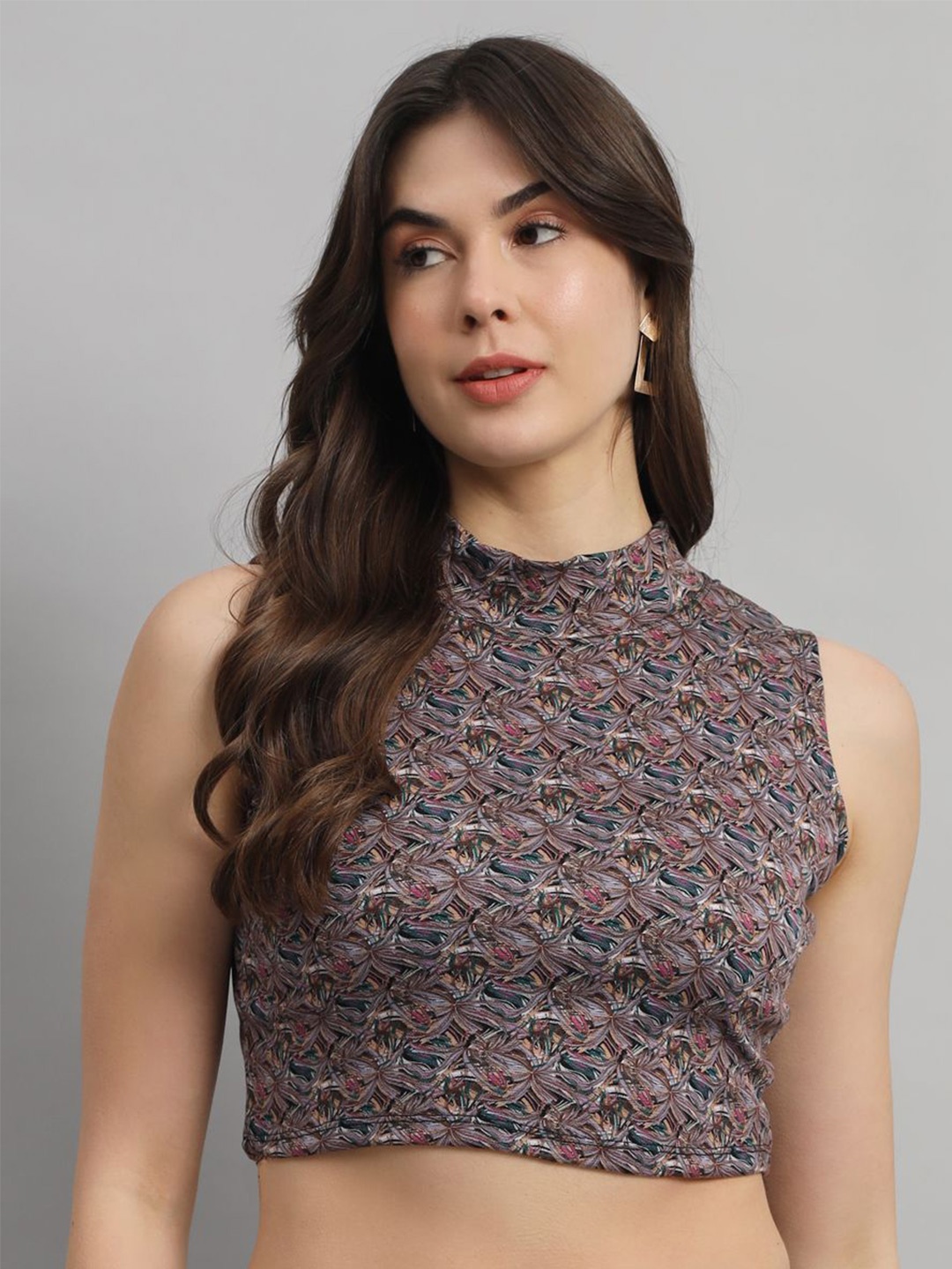 

BAESD Print Styled Back Crop Top, Grey