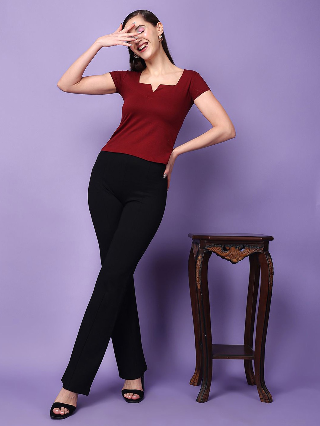 

BAESD Women Short Sleeves Casual Top, Maroon