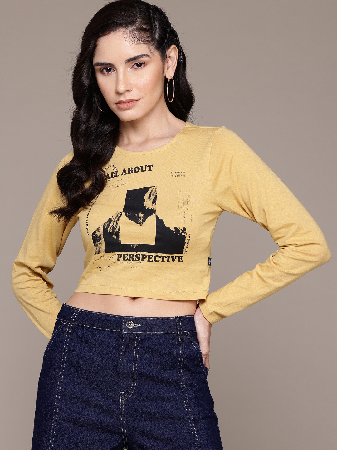 

The Roadster Lifestyle Co. Printed Pure Cotton T-shirt, Yellow