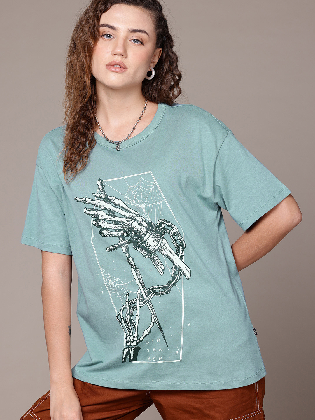 

The Roadster Lifestyle Co. Printed Pure Cotton T-shirt, Blue