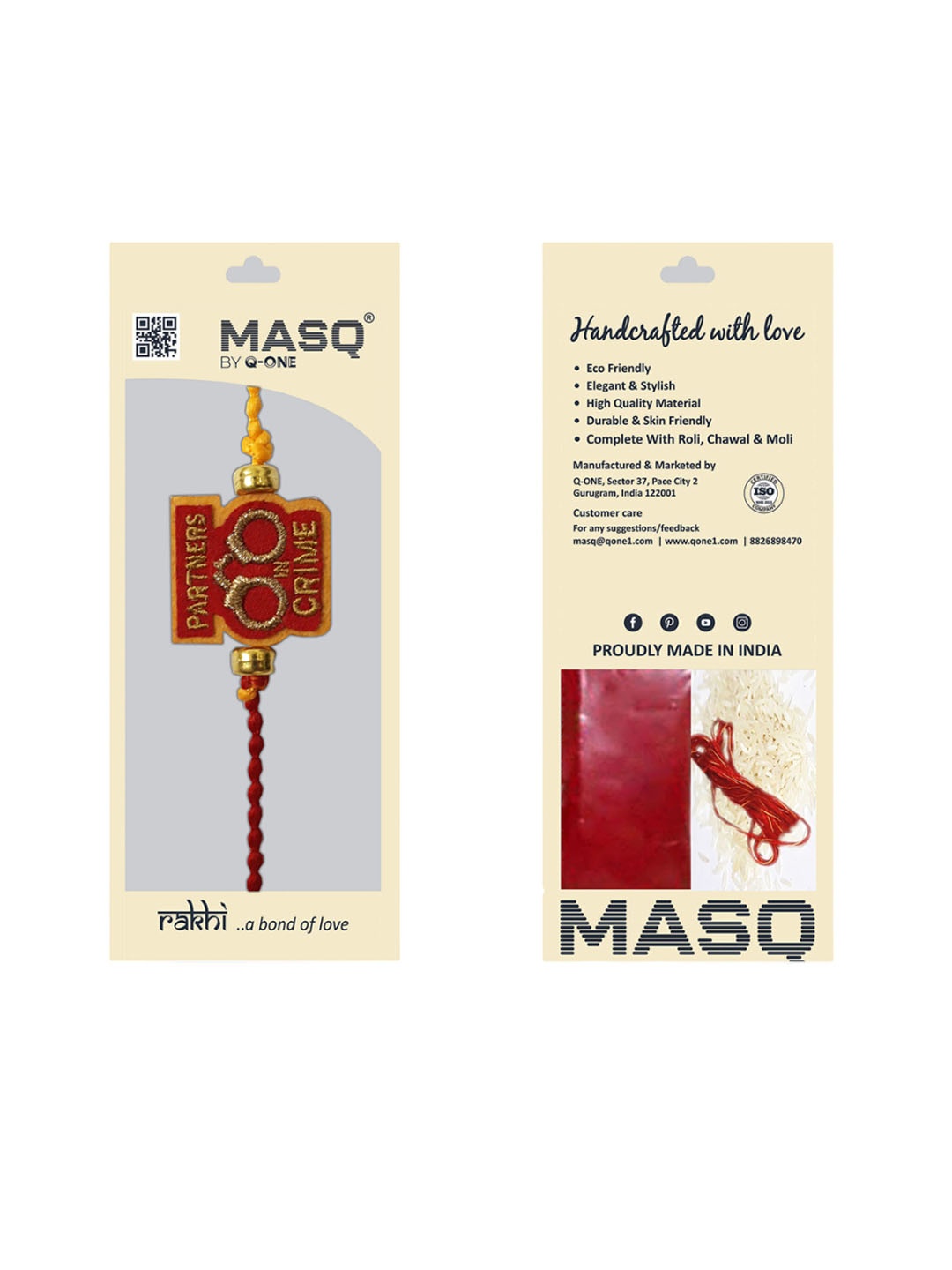 

MASQ Set of 2 Beaded Thread Rakhis, Gold