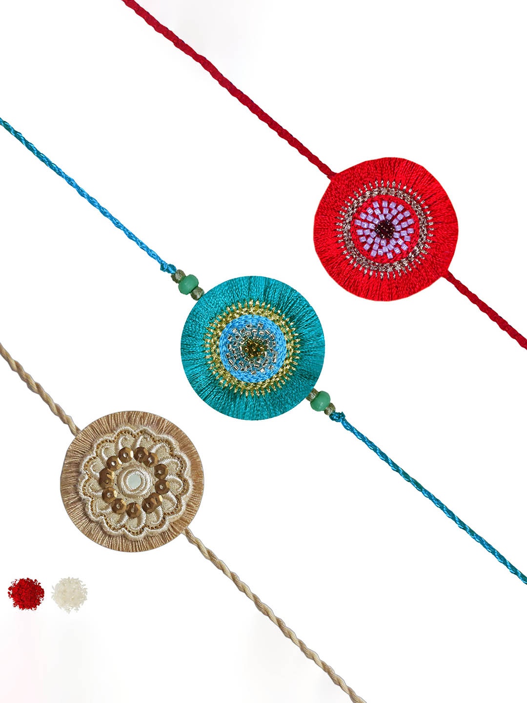 

MASQ Set of 3 Beaded Thread Rakhis, Blue