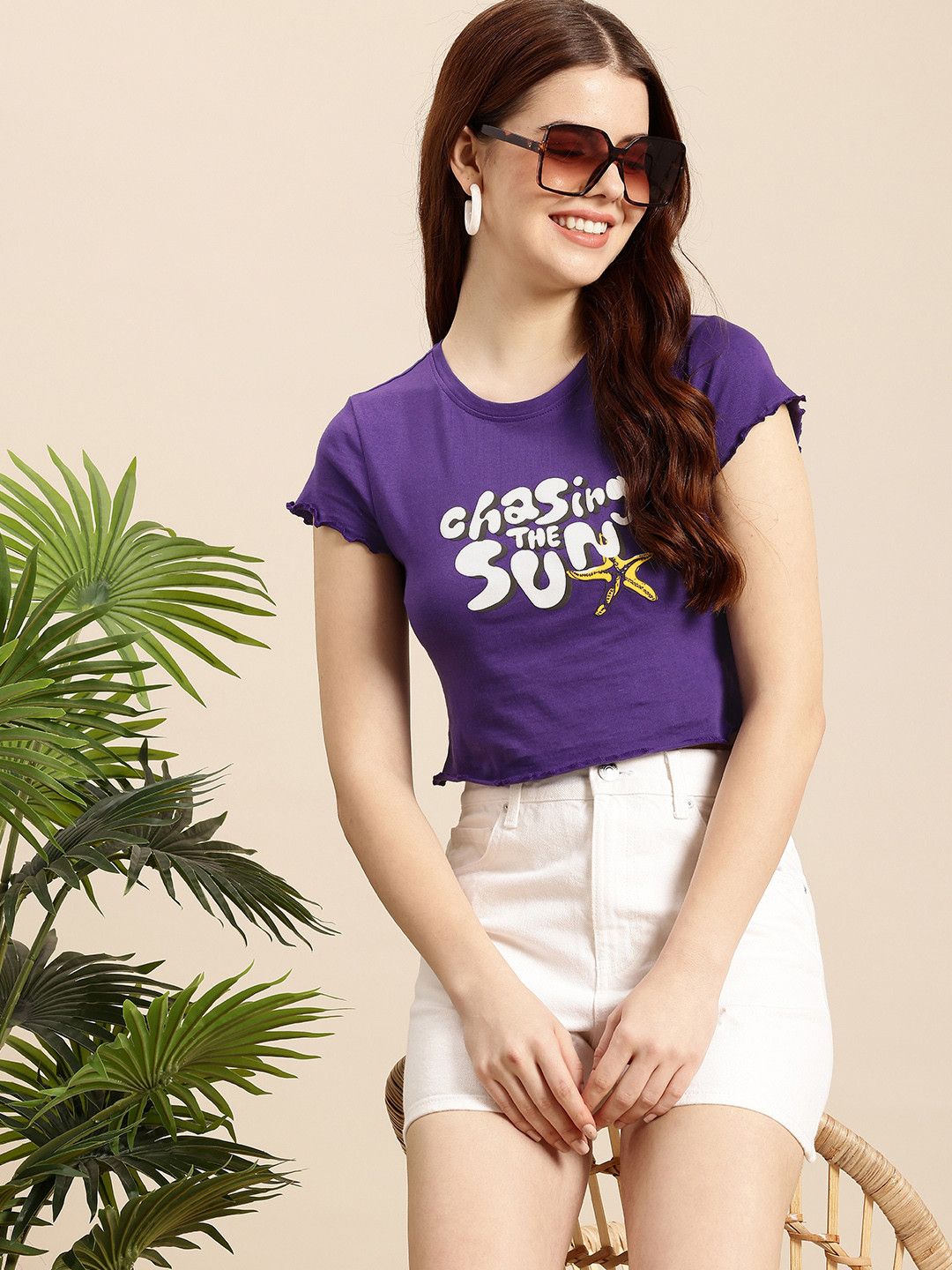 

Mast & Harbour Typography Printed Pure Cotton T-shirt, Purple