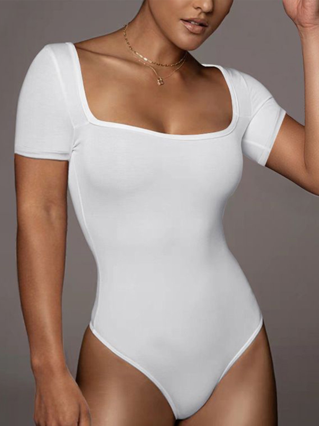 

StyleCast x Revolte Short Sleeves Bodysuit, White