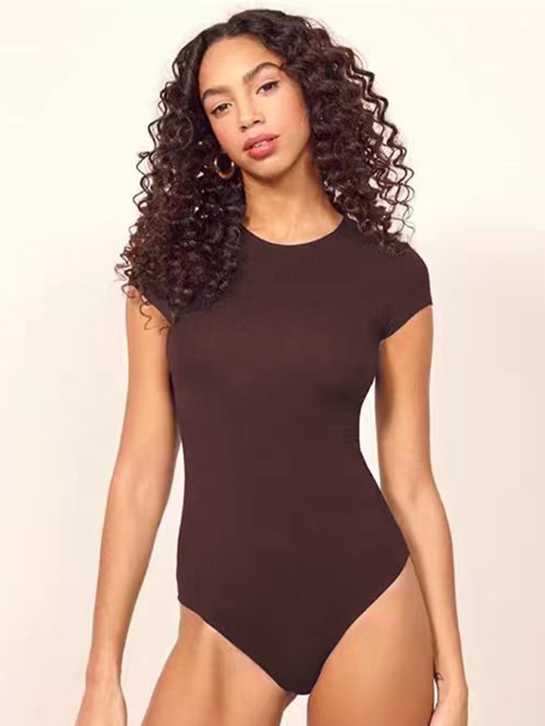 

StyleCast x Revolte Round Neck Bodysuit, Brown