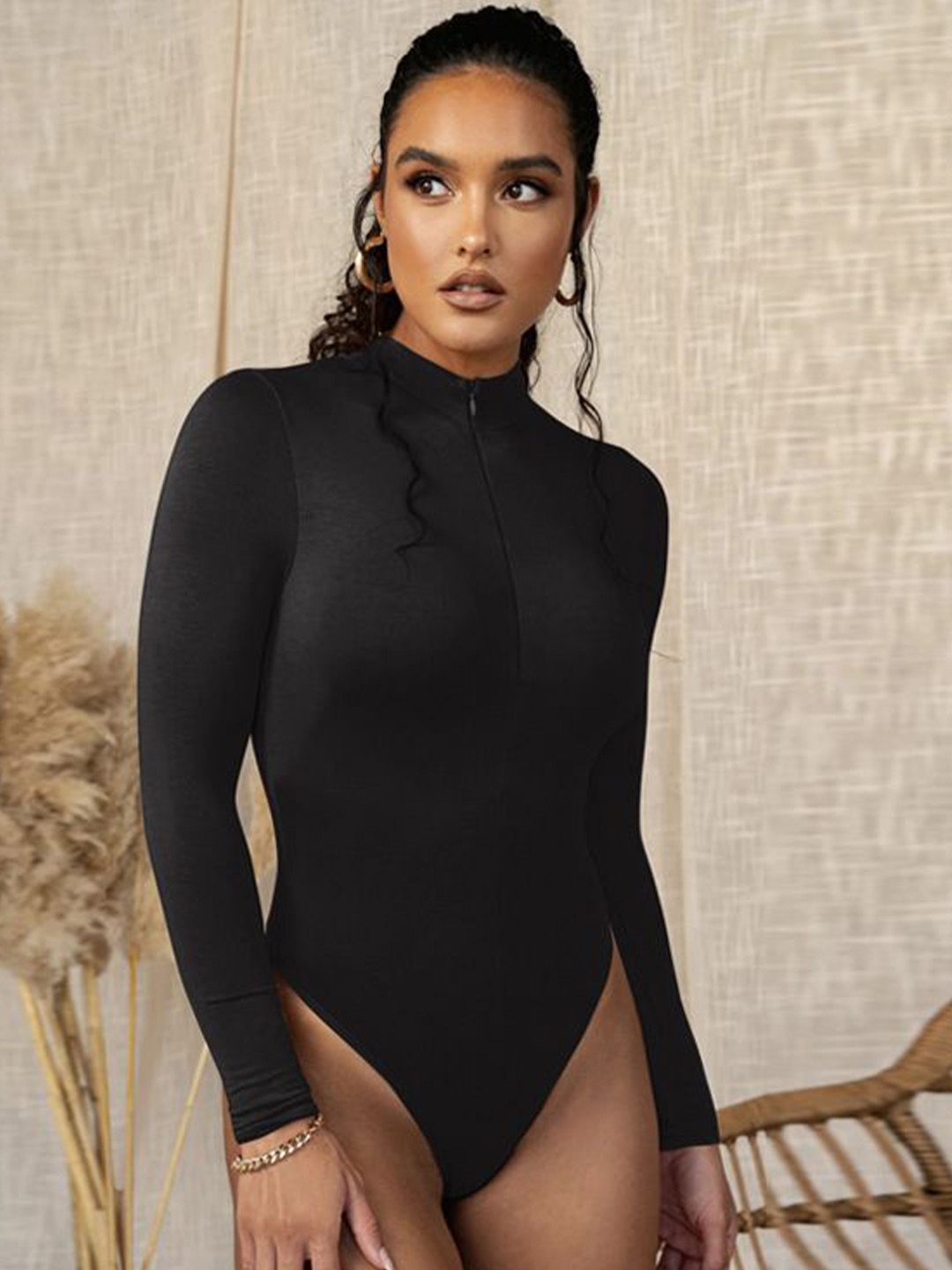 

StyleCast x Revolte Mandarin Collar Bodysuit, Black