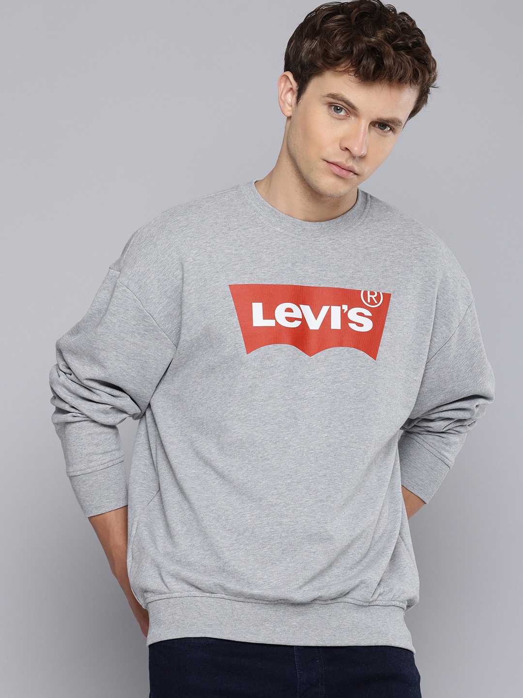 

Levis Brand Logo Printed Pullover Sweatshirt, Grey