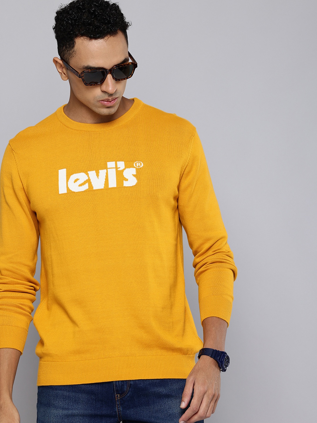 

Levis Pure Cotton Brand Logo Pullover Sweater, Yellow