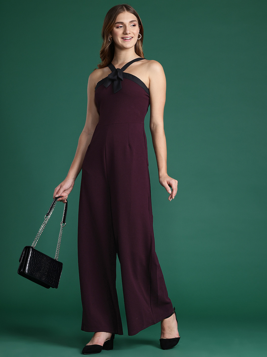 

DressBerry Halter Neck Basic Jumpsuit, Black