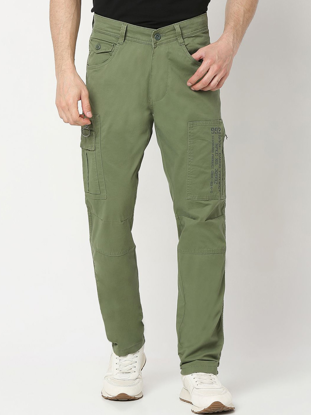

SPYKAR Men Mid-Rise Cargo Trouser, Green