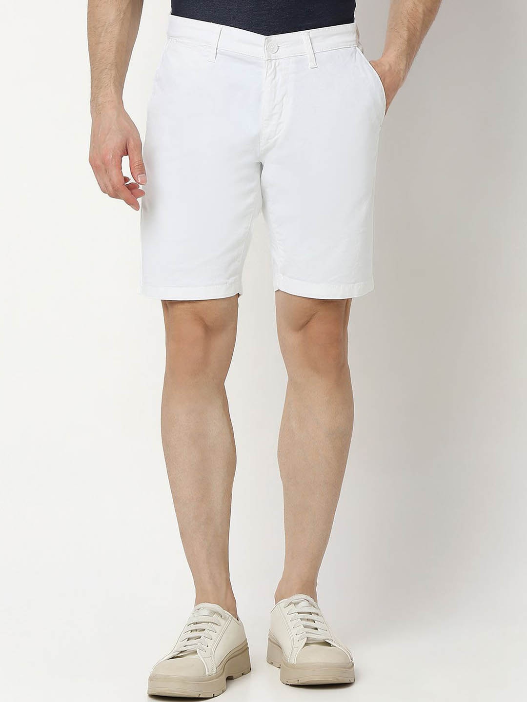 

SPYKAR Men Mid-Rise Regular Fit Shorts, White