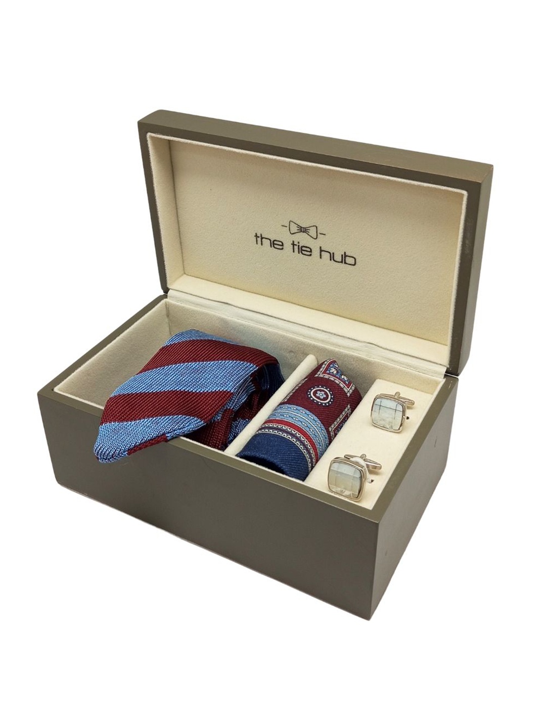 

The Tie Hub Men Accessory Gift Set of Necktie with Pocket Square and Cufflink Giftset, Blue