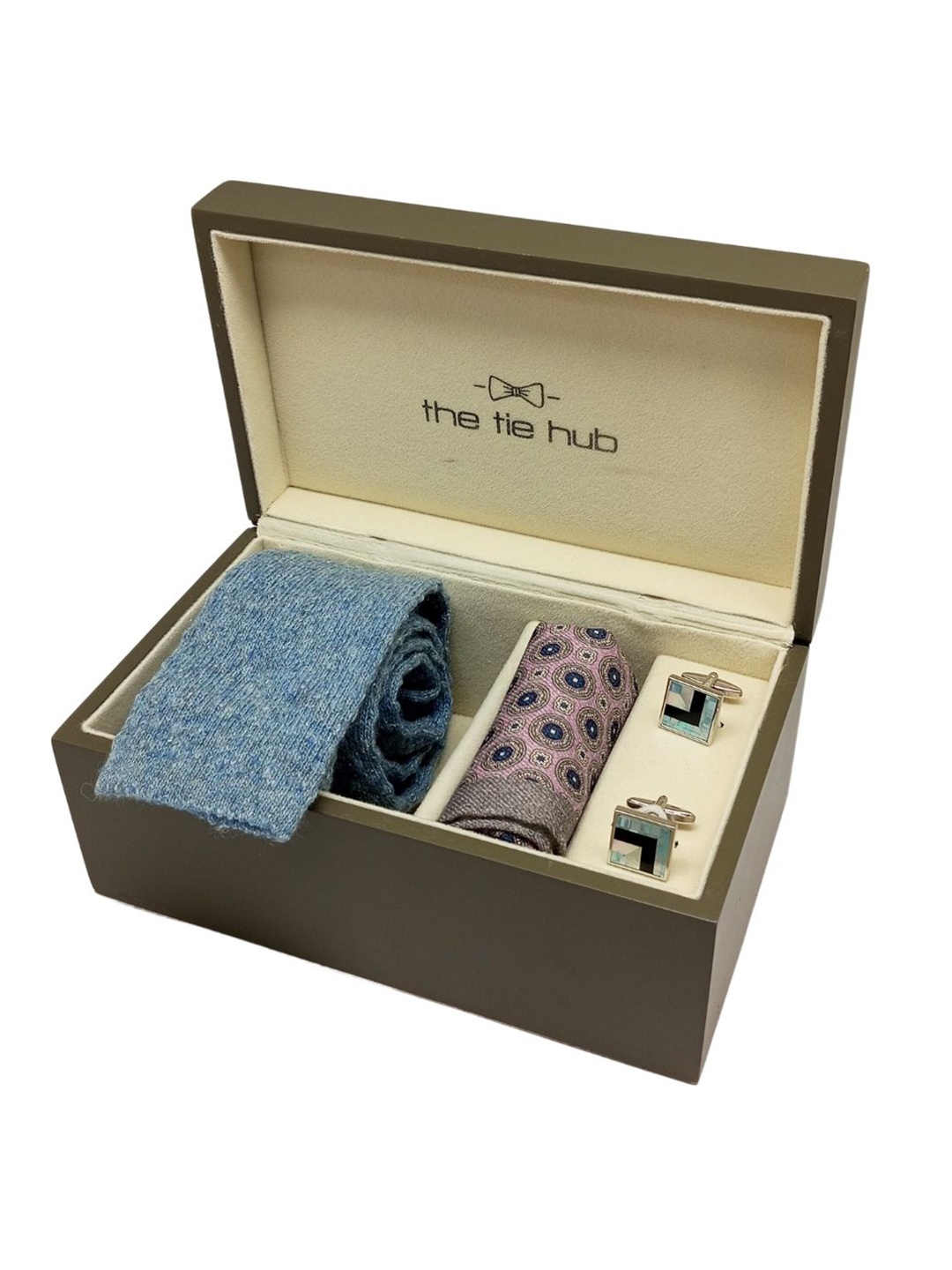 

The Tie Hub Men Accessory Gift Set of Necktie with Pocket Square and Cufflink Giftset, Blue