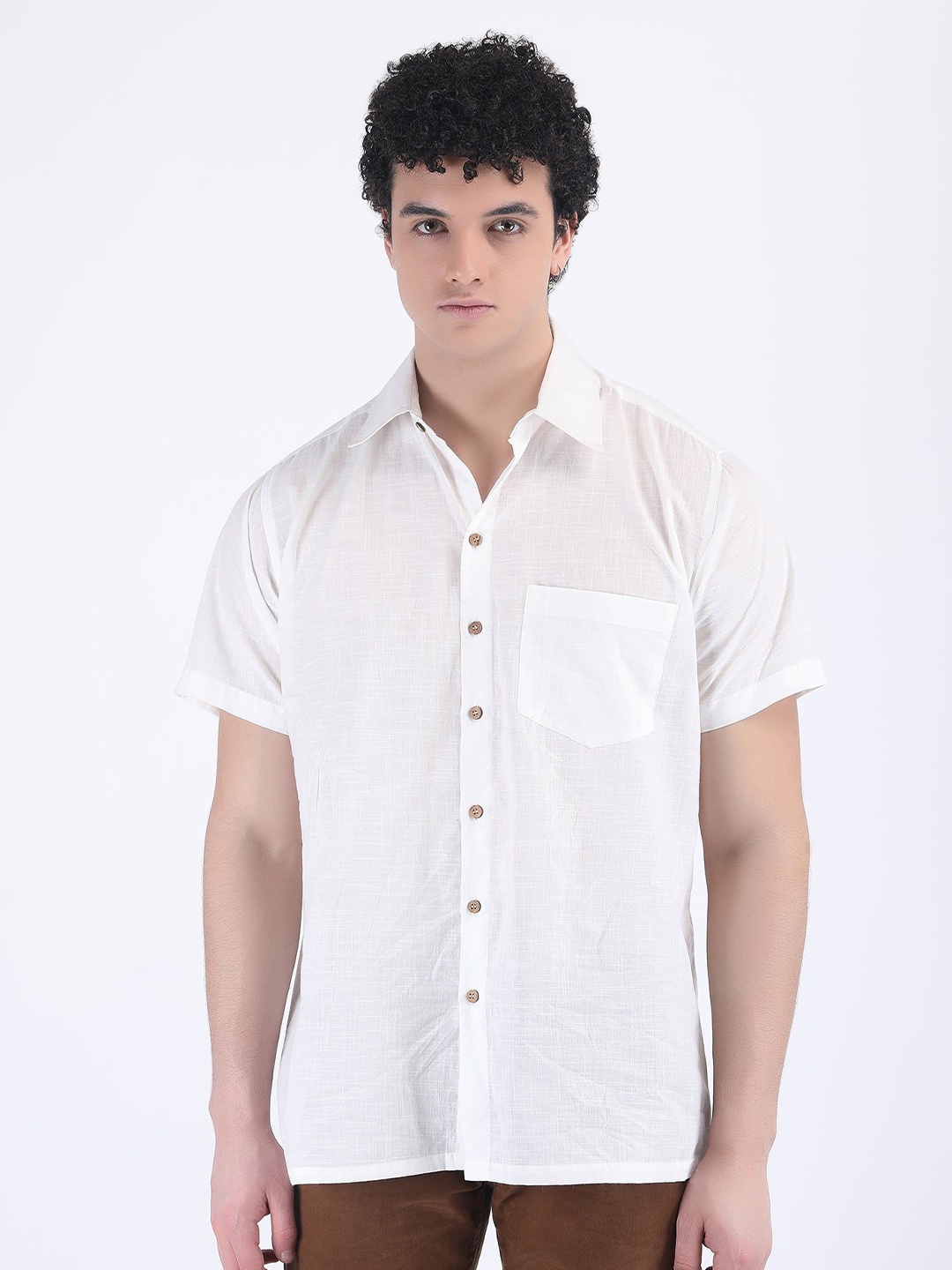 

HUE & HIDE Men Solid Modern Opaque Casual Shirt, White