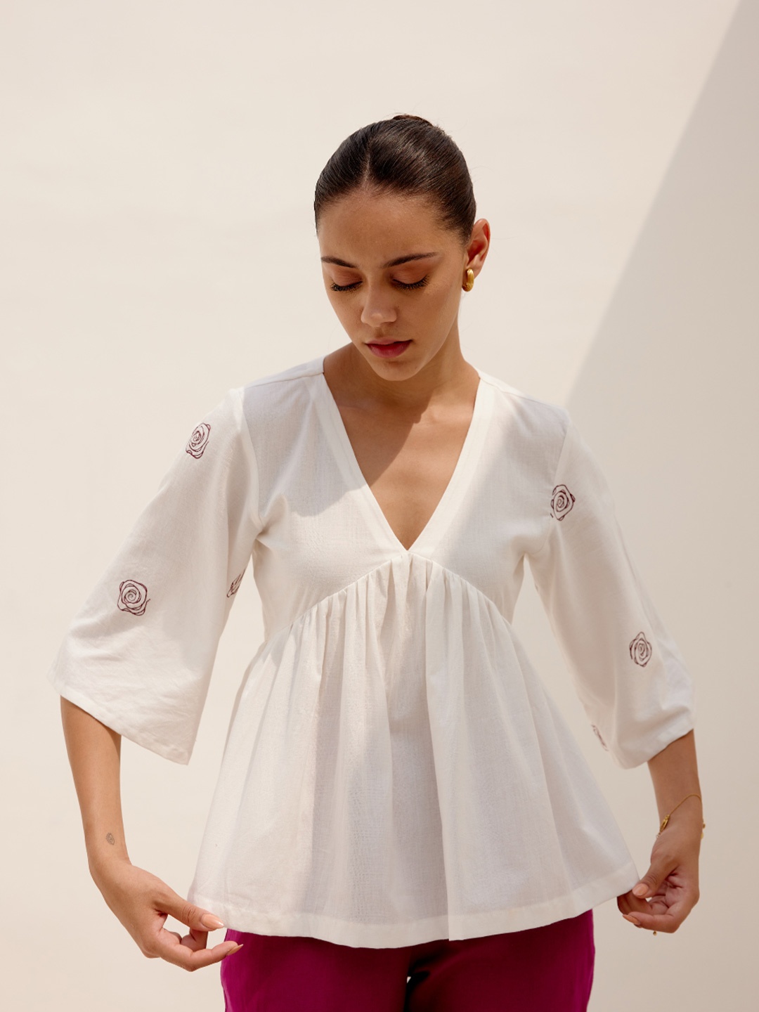 

SHIBUI Print Organic Cotton Top, White