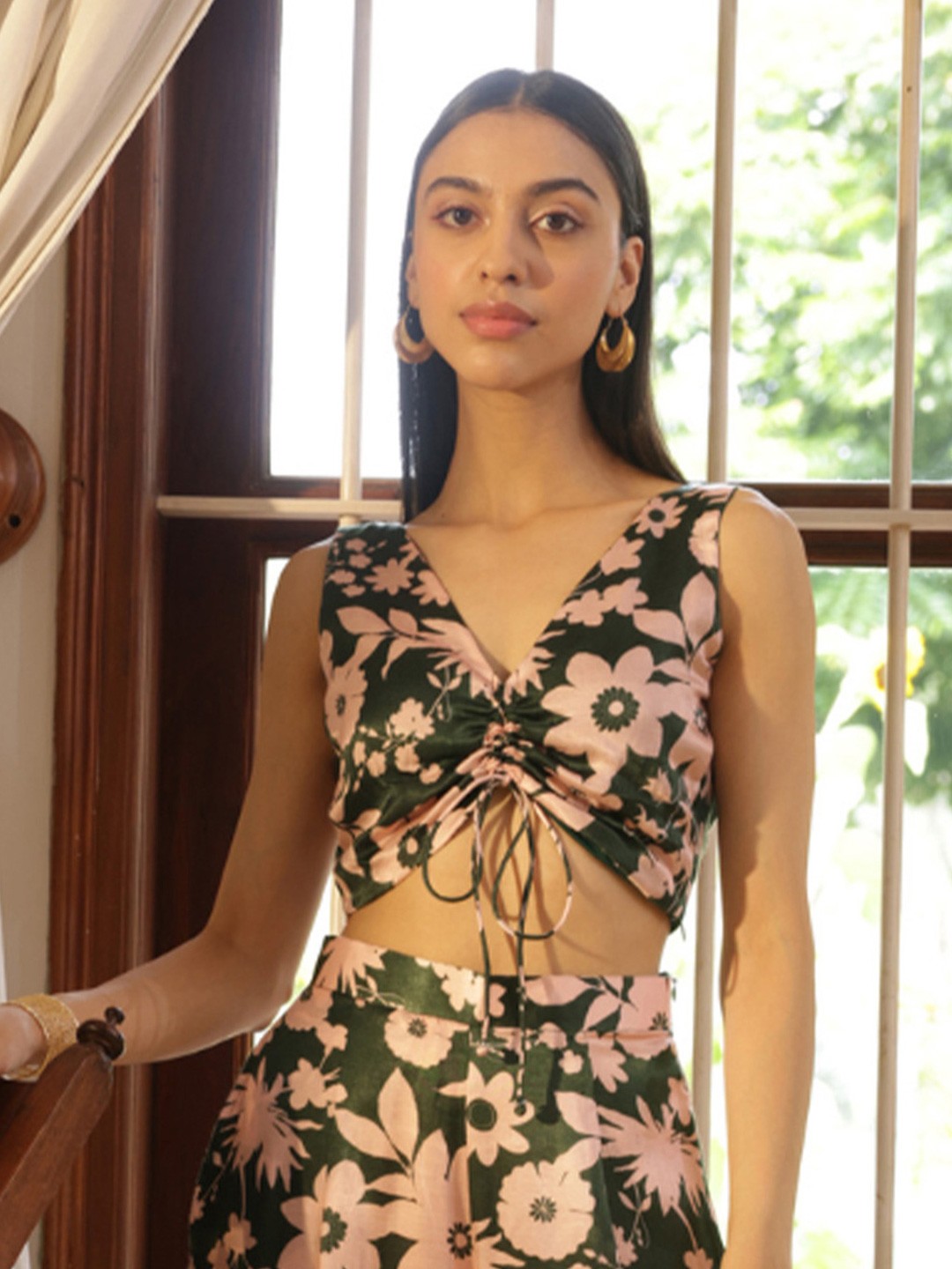 

SHIBUI Print Pure Silk Top, Green
