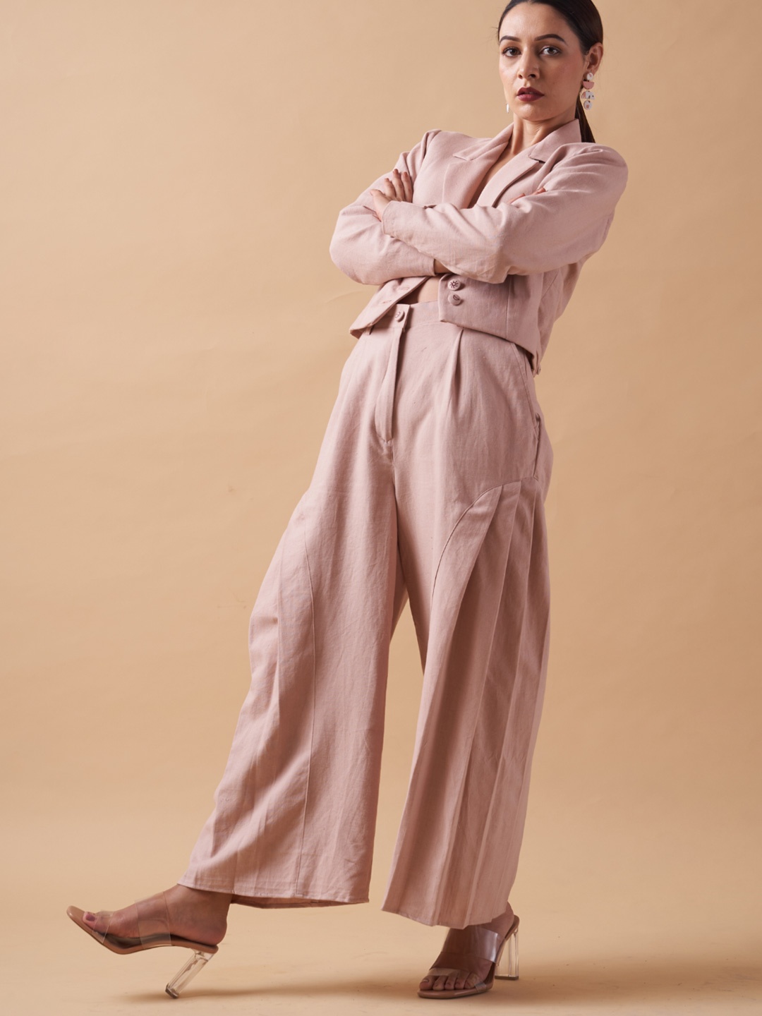 

SHIBUI Women Tailored High-Rise Trousers, Pink