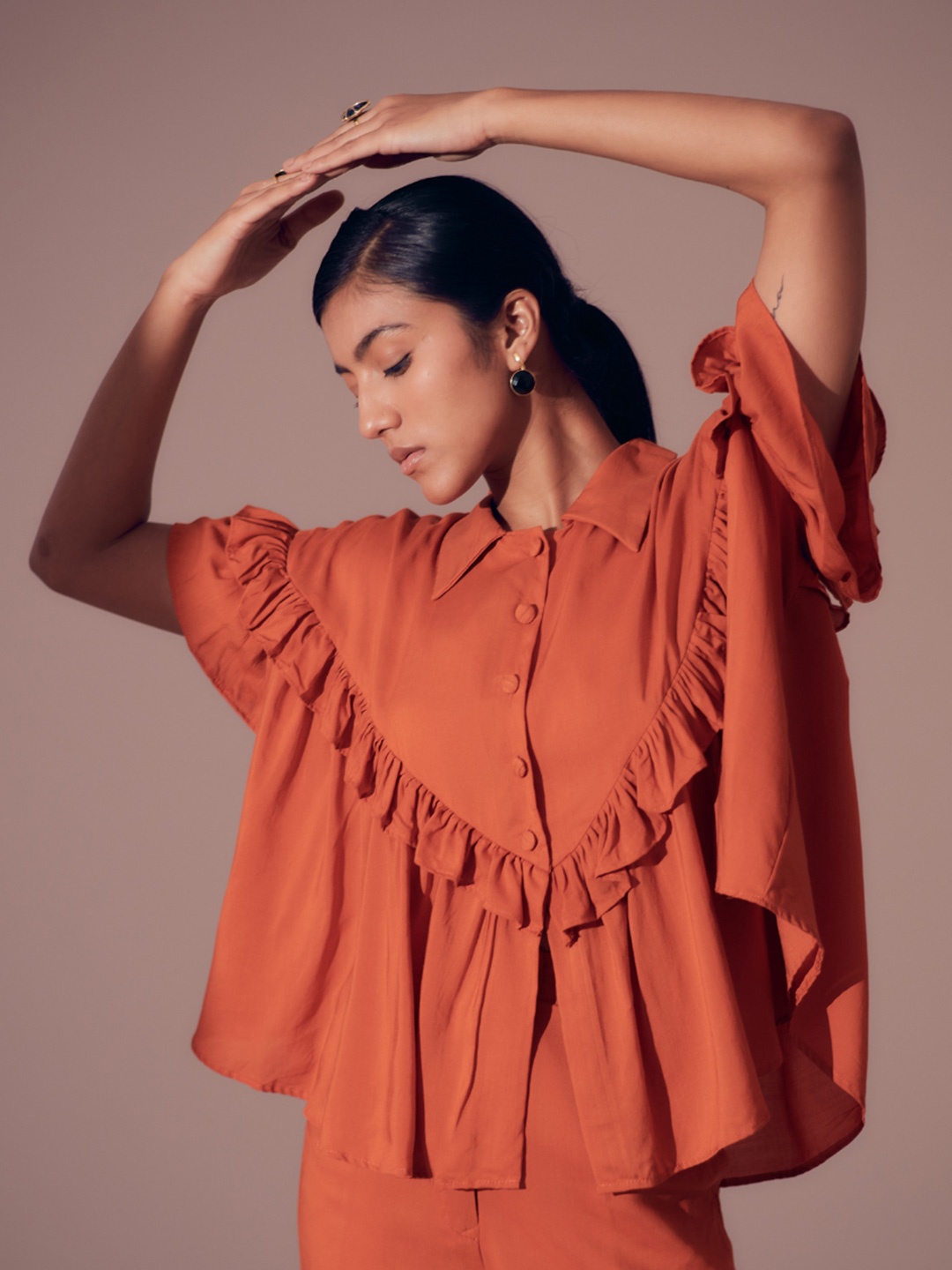 

SHIBUI Women Opaque Casual Shirt, Orange
