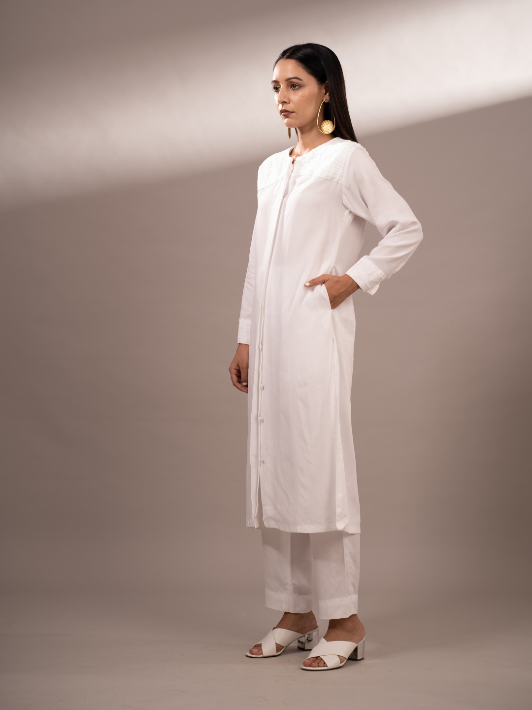 

SHIBUI Straight Multiple Slits Kurta, White