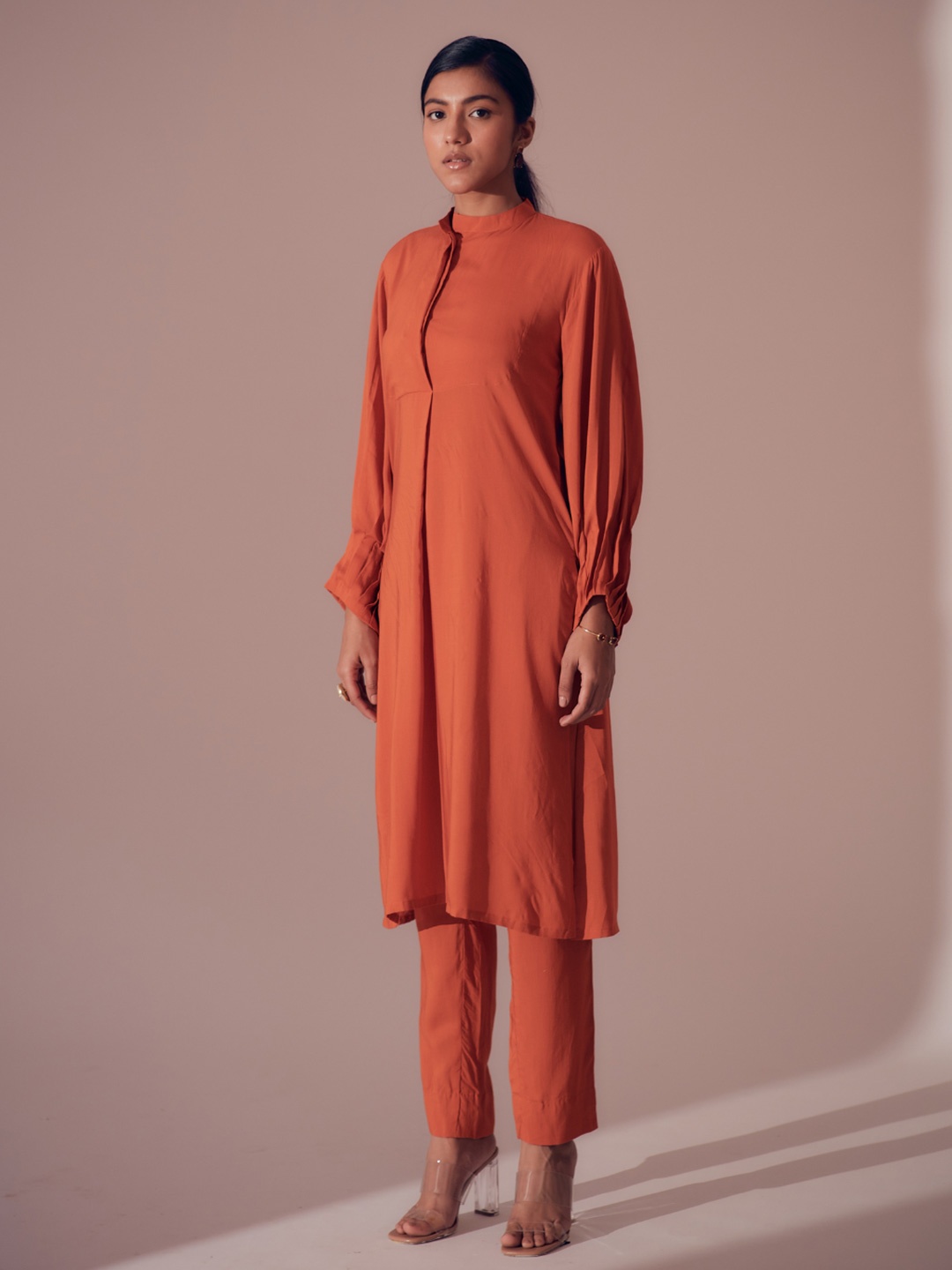 

SHIBUI Mandarin Collar Kurta, Orange