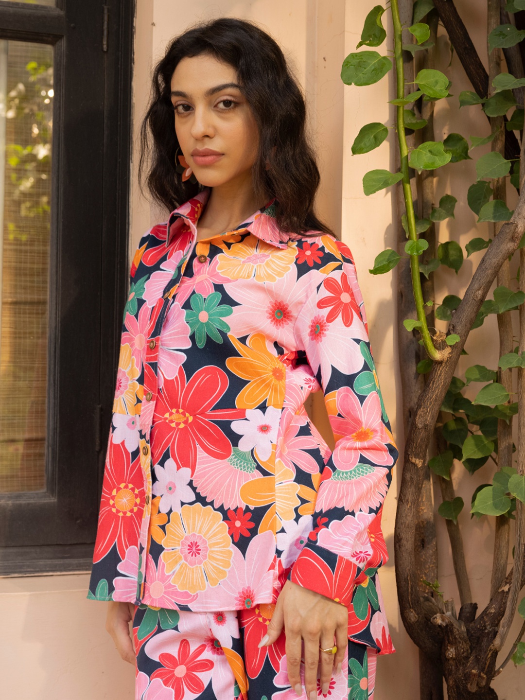 

SHIBUI Women Floral Opaque Printed Casual Shirt, Pink