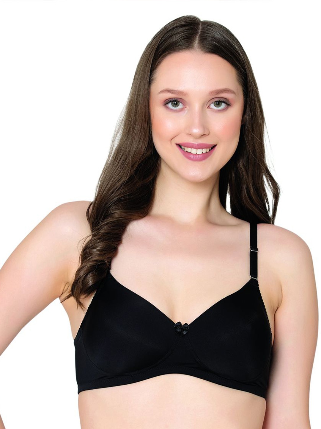 

B'ZAR Women Solid Full Coverage Lightly Padded Seamless Everyday Bra, Black