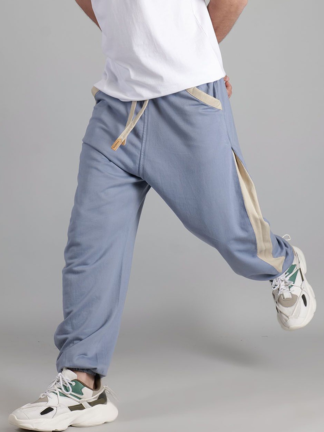 

BOMBAY TROOPER Loose-Fit Joggers Pure Cotton Track Pant, Blue