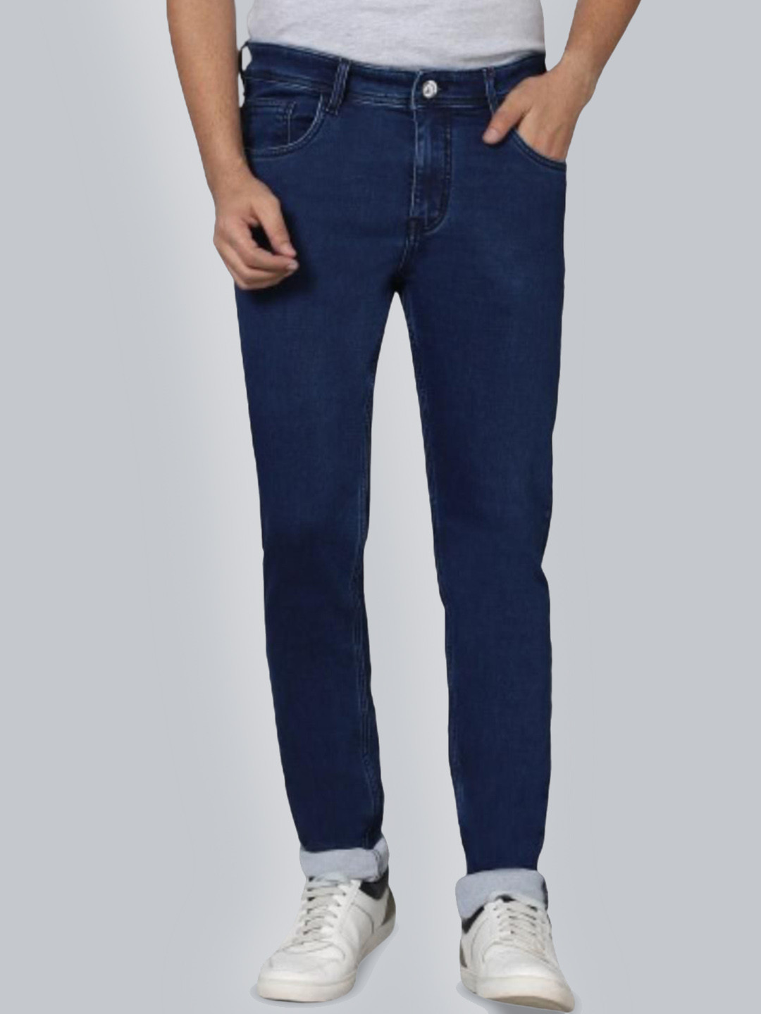 

RJ Denim Men Slim Fit Highly Distressed Stretchable Jeans, Navy blue
